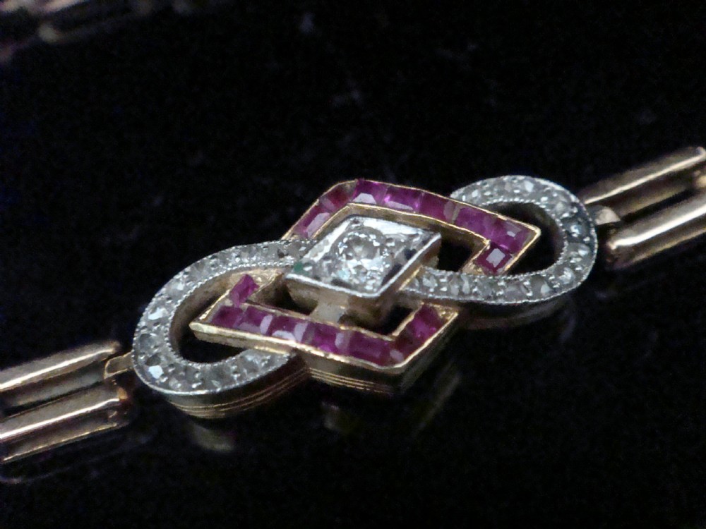FRENCH EDWARDIAN 18CT RUBY AND DIAMOND BRACELET View IV
