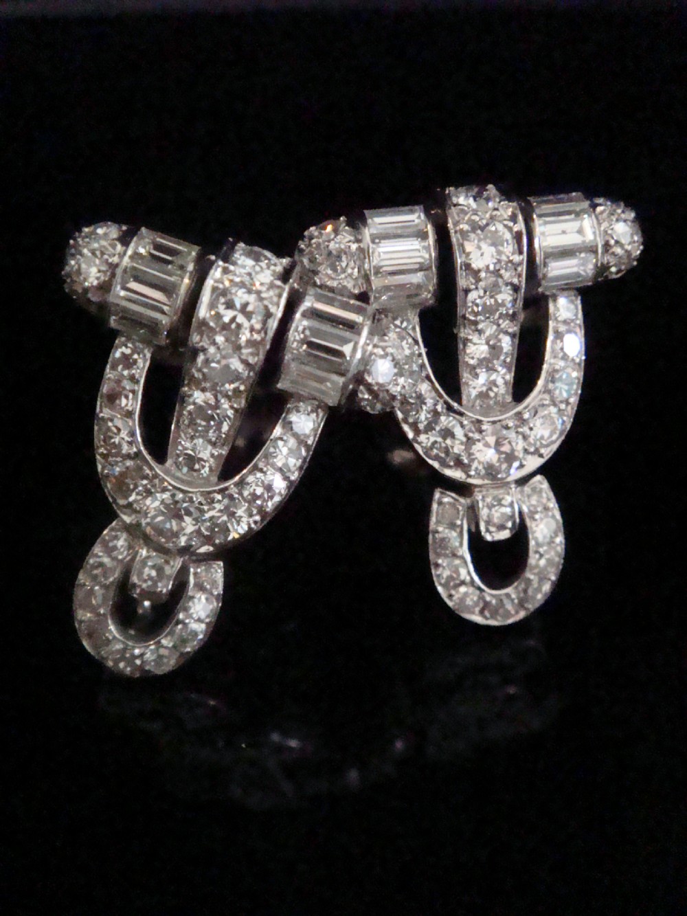 ART DECO FRENCH PLATINUM DIAMOND 3.00CT VS2-Si G-H COLOUR NIGHT & DAY EARRINGS