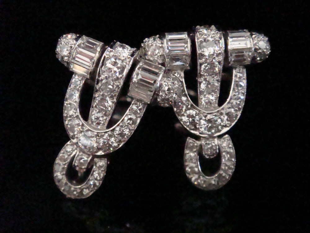 ART DECO FRENCH PLATINUM DIAMOND 3.00CT VS2-Si G-H COLOUR NIGHT & DAY EARRINGS View IV
