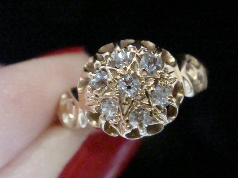 Victorian 18ct yellow gold old cut diamond celestial cluster ring View III
