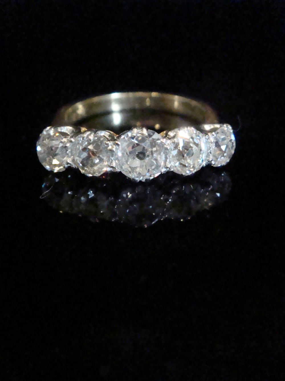 EDWARDIAN 18CT OLD CUT 5 STONE DIAMOND RING APPROX 1.70CT VS2 H-J COLOUR
