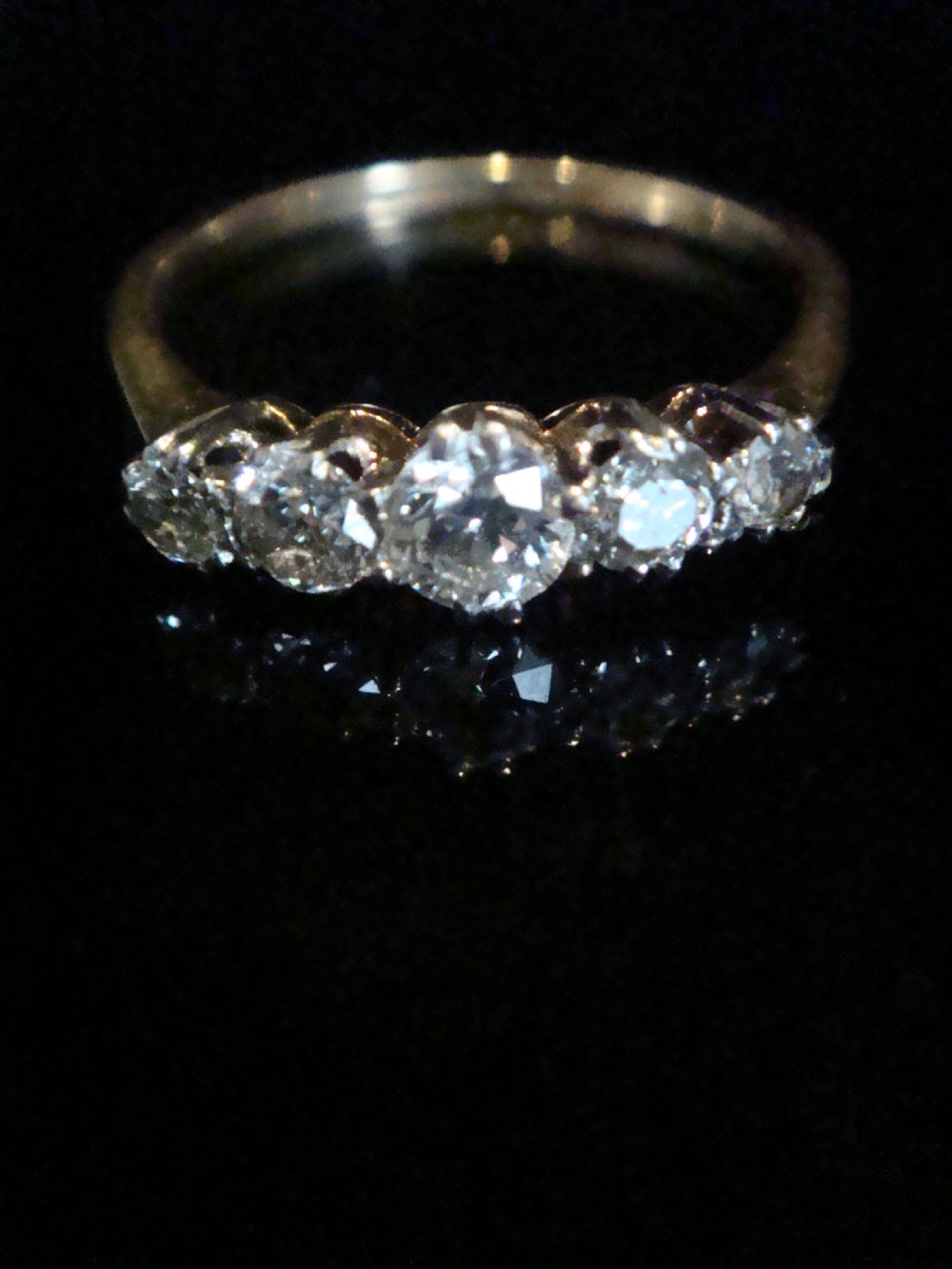 EDWARDIAN 18CT OLD CUT 5 STONE 0.50ct DIAMOND RING