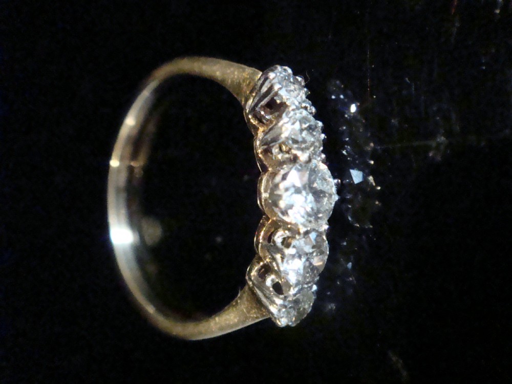 EDWARDIAN 18CT OLD CUT 5 STONE 0.50ct DIAMOND RING View II
