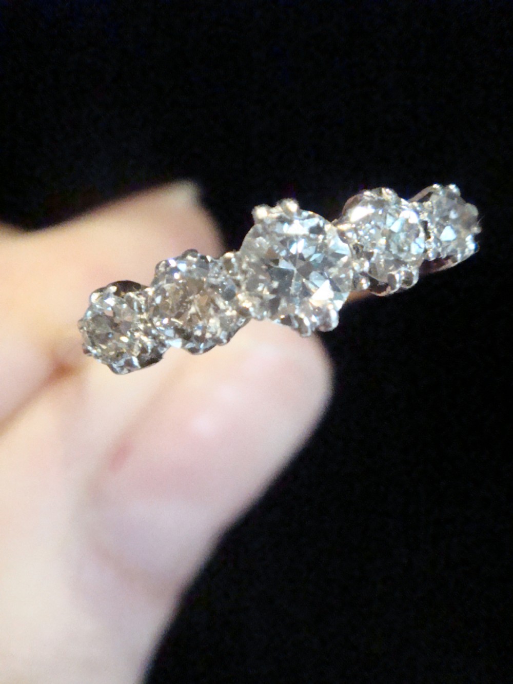 EDWARDIAN 18CT OLD CUT 5 STONE 0.50ct DIAMOND RING View III