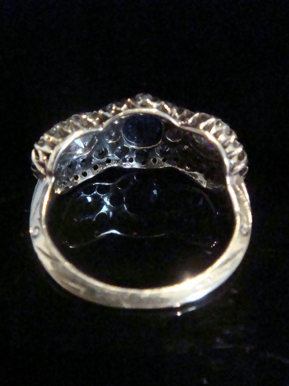 EDWARDIAN 18CT OLD CUT SAPPHIRE 0.50CT DIAMOND 1.10CT TRIPLE CLUSTER RING View IV
