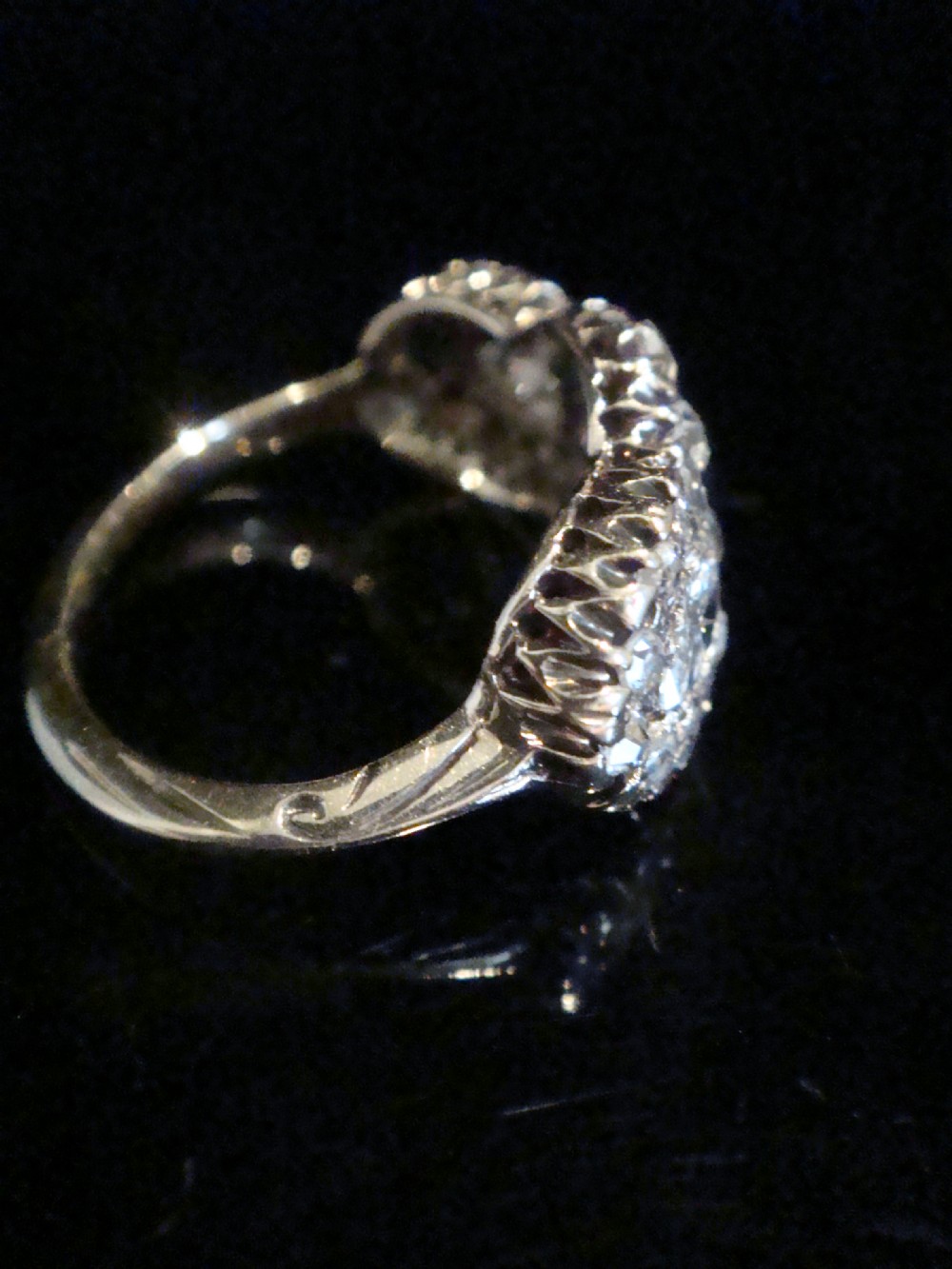 EDWARDIAN 18CT OLD CUT SAPPHIRE 0.50CT DIAMOND 1.10CT TRIPLE CLUSTER RING View VIII