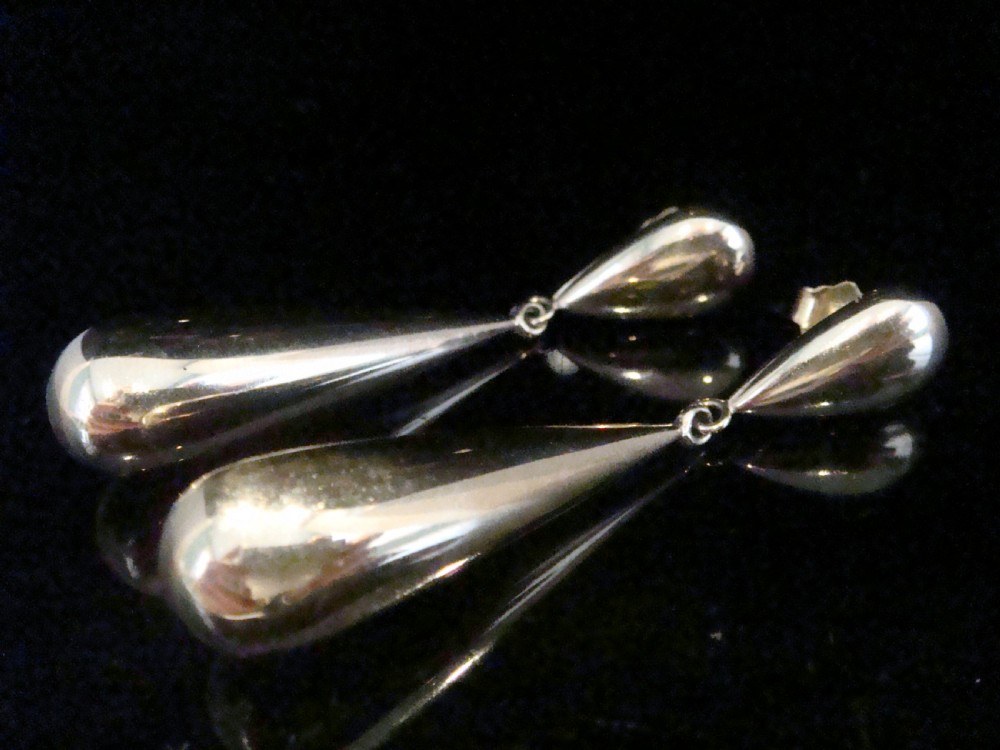 Large retro 9ct bombe drop earrings