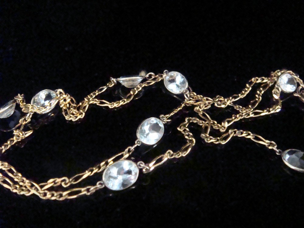 VINTAGE 9CT YELLOW GOLD AQUAMARINE CHAIN 7.3G