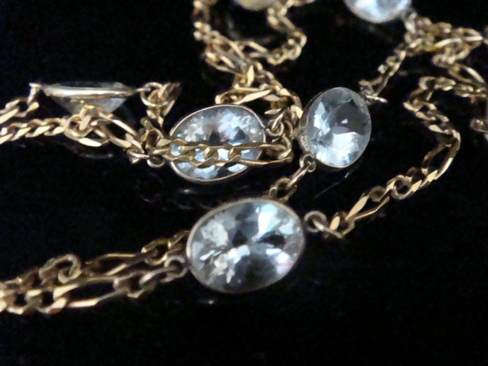 VINTAGE 9CT YELLOW GOLD AQUAMARINE CHAIN 7.3G View II