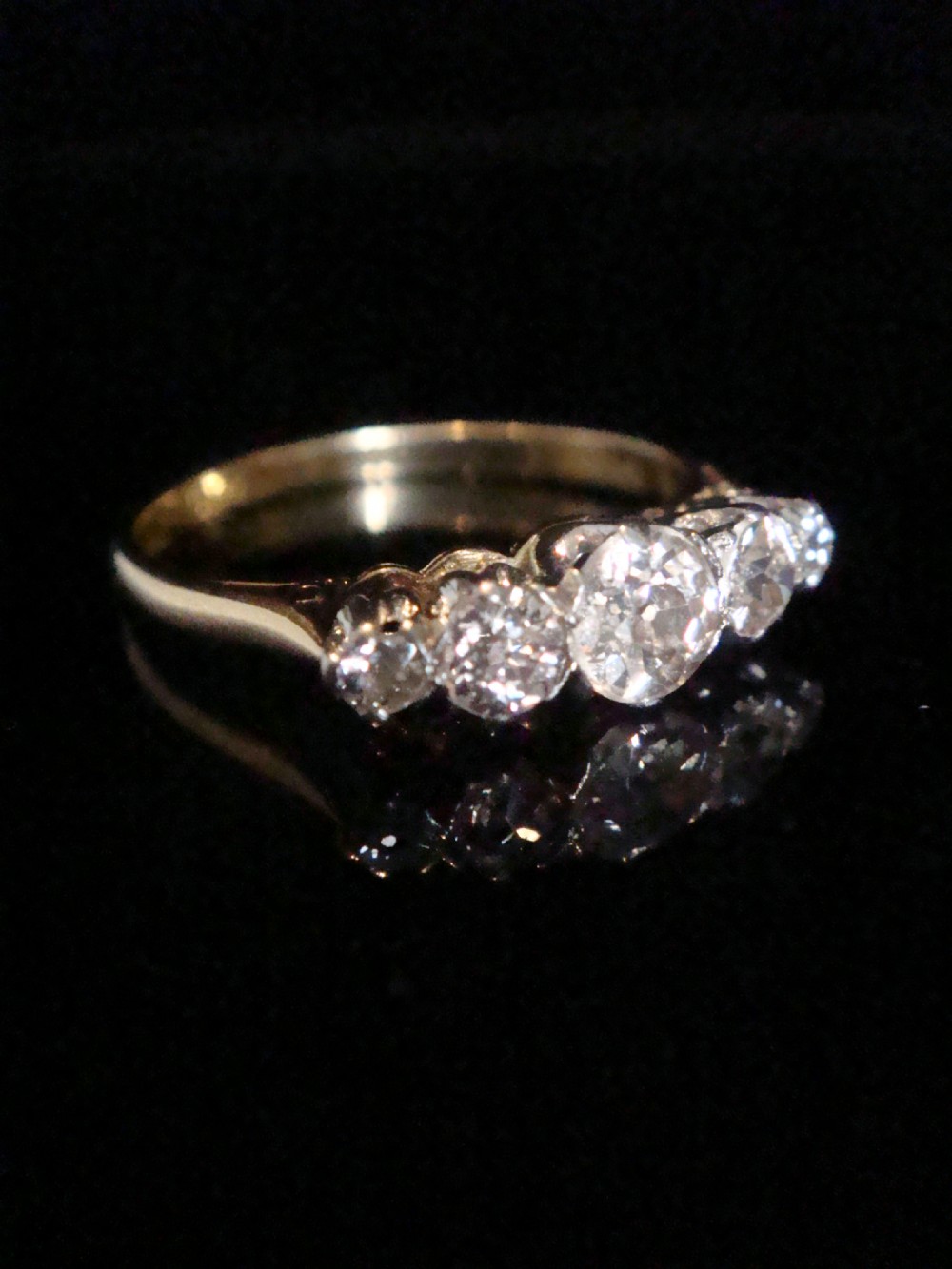 EDWARDIAN 18CT PLATINUM OLD CUT 5 STONE 0.50ct DIAMOND RING View II