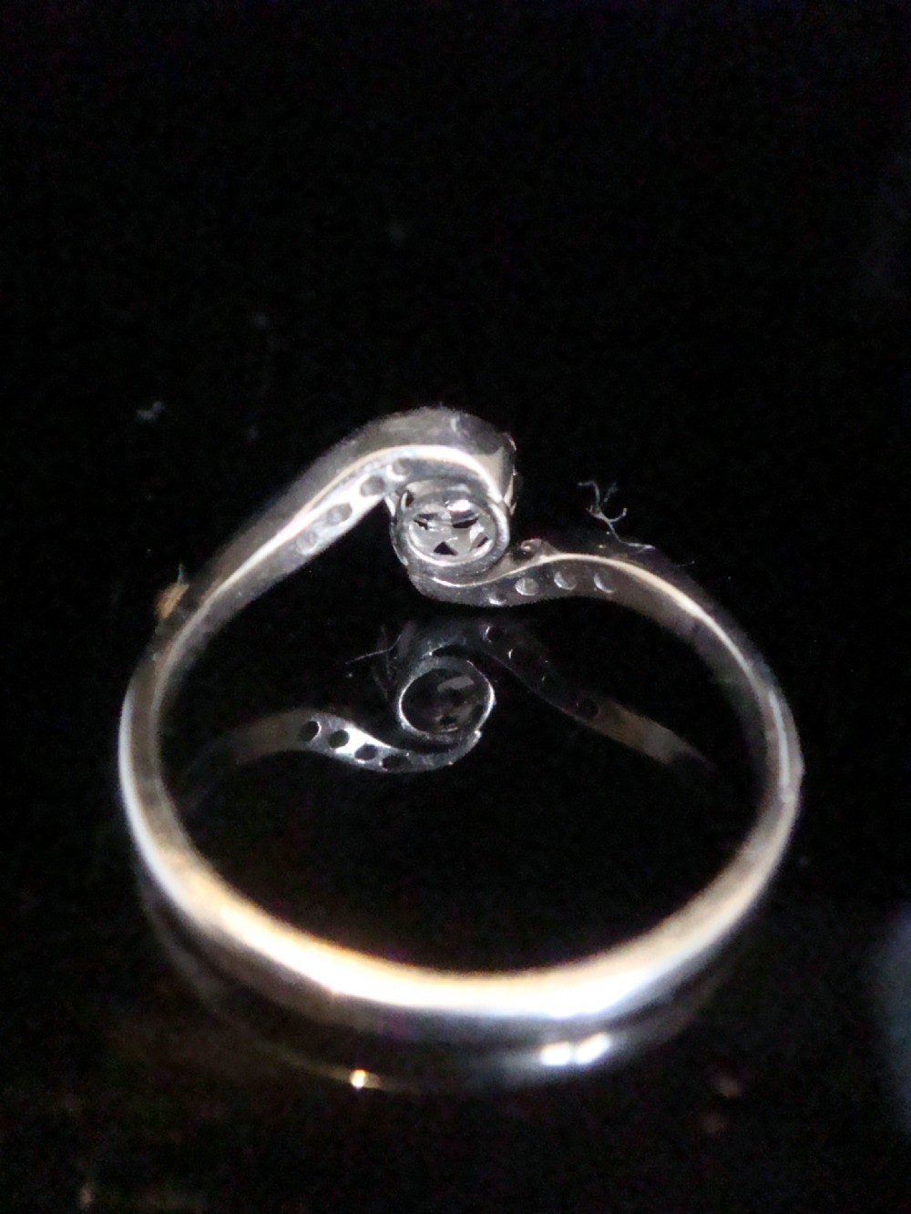 Edwardian Platinum transitional cut diamond solitaire 0.45ct View IV