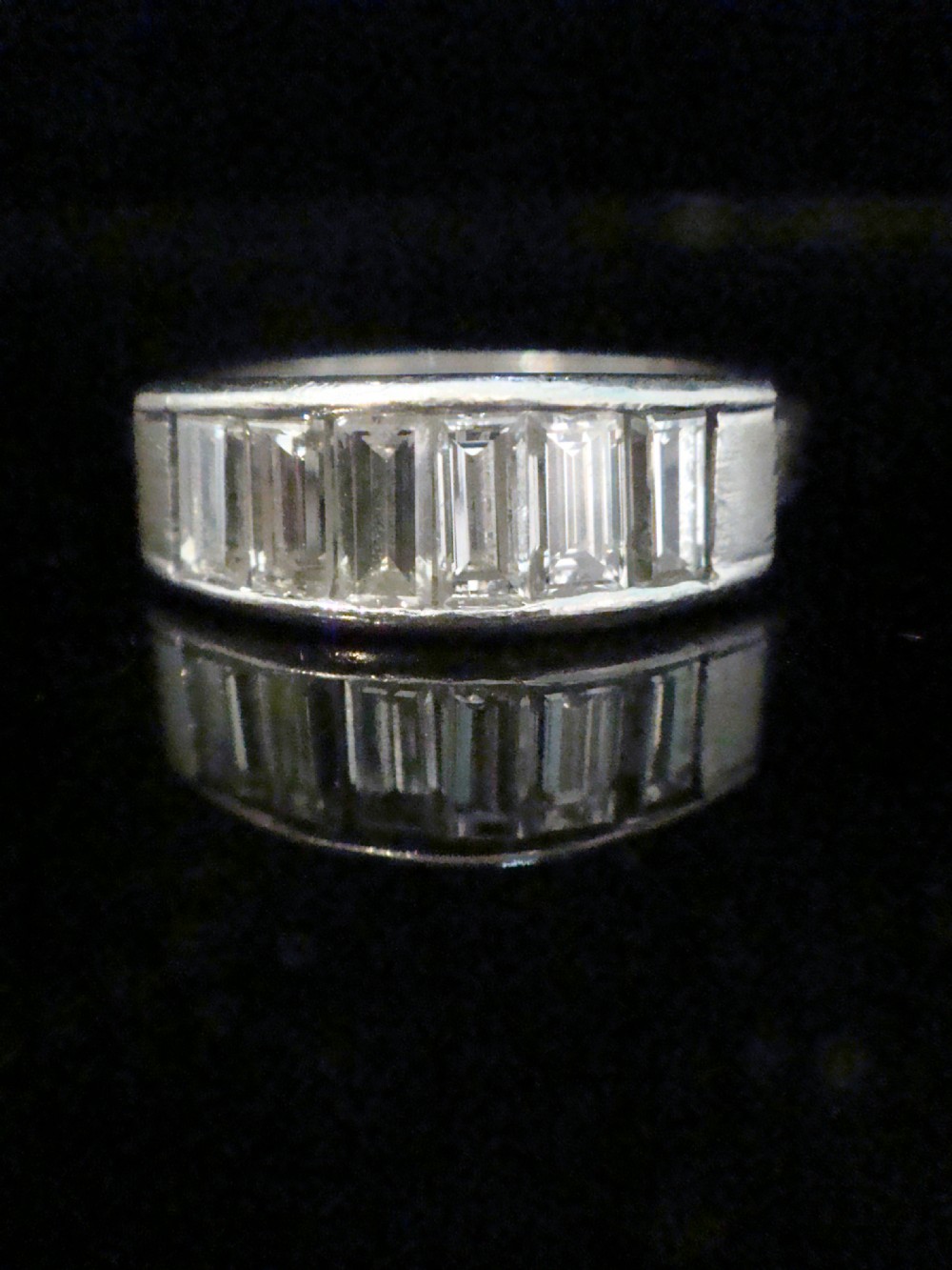 ART DECO PLATINUM  BAGUETTE CUT DIAMOND HALF ETERNITY 0.90CT RING