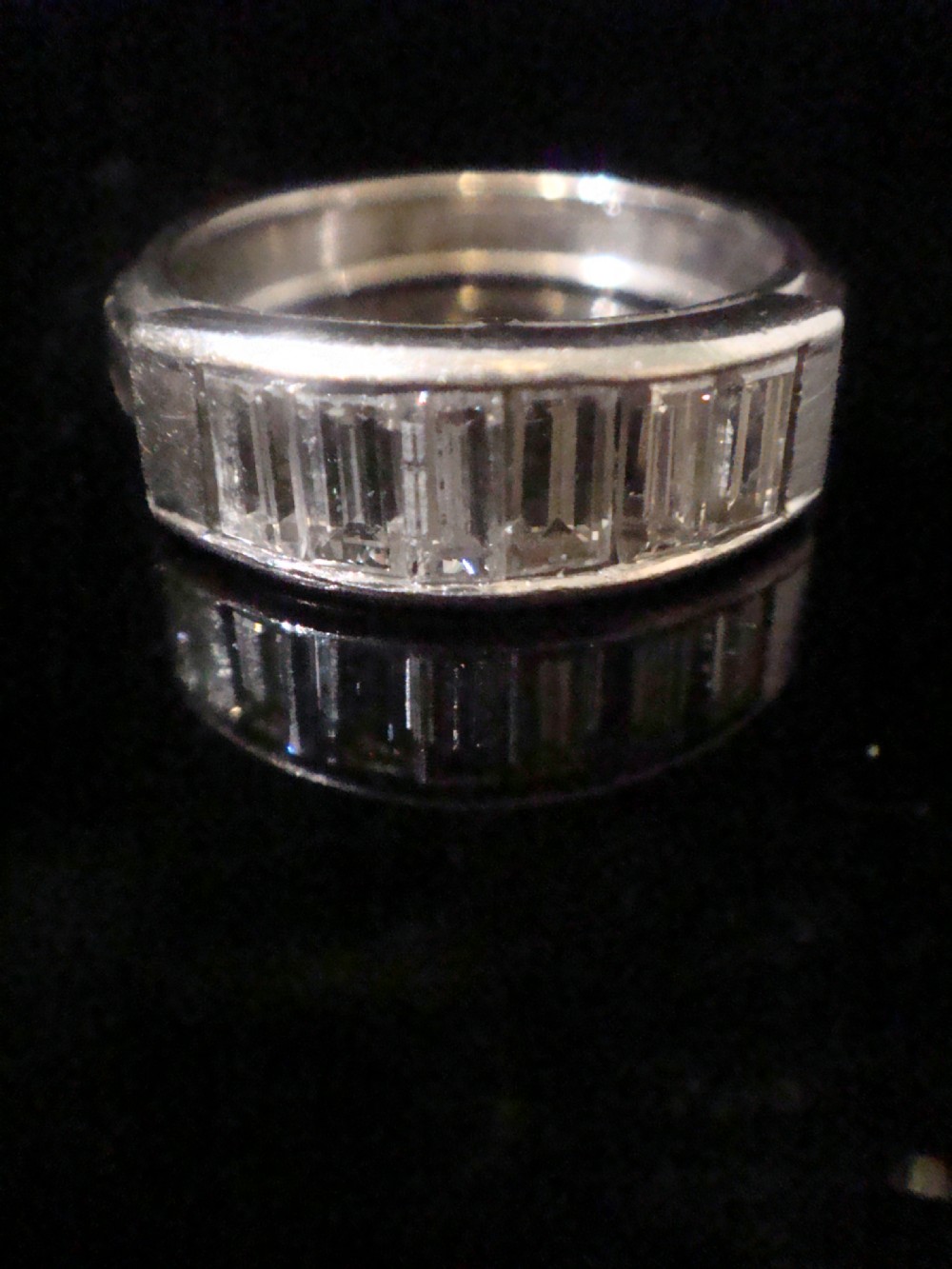 ART DECO PLATINUM  BAGUETTE CUT DIAMOND HALF ETERNITY 0.90CT RING View IV