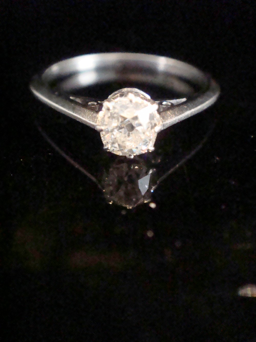 EDWARDIAN PLATINUM DIAMOND OLD CUT 0.40CT SOLITAIRE RING