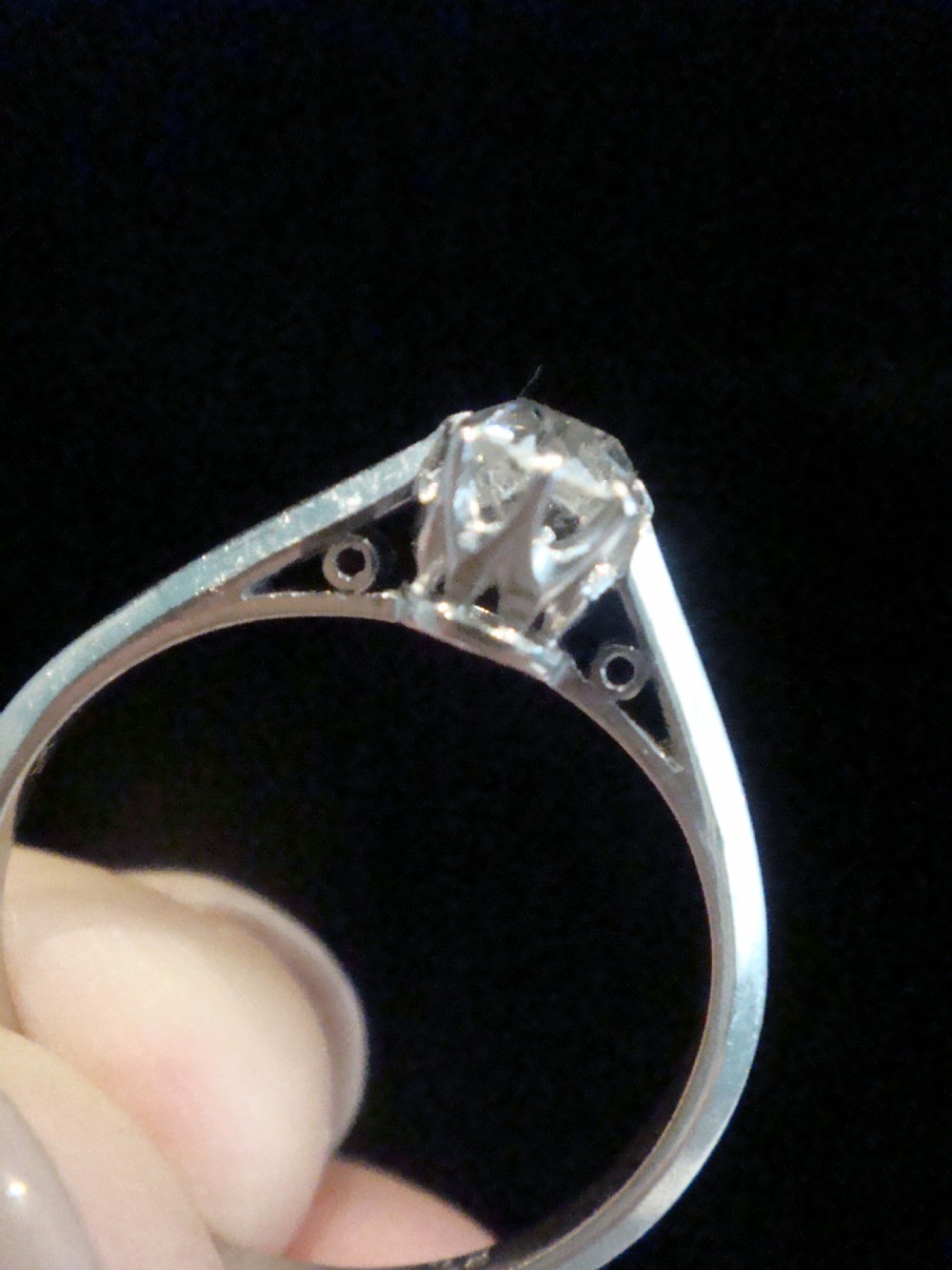 EDWARDIAN PLATINUM DIAMOND OLD CUT 0.40CT SOLITAIRE RING View II