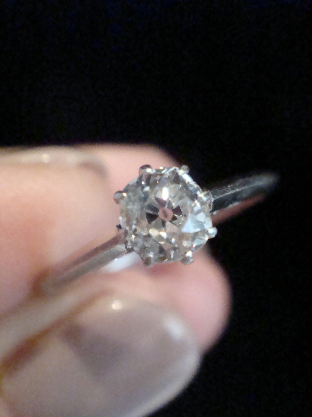 EDWARDIAN PLATINUM DIAMOND OLD CUT 0.40CT SOLITAIRE RING View III