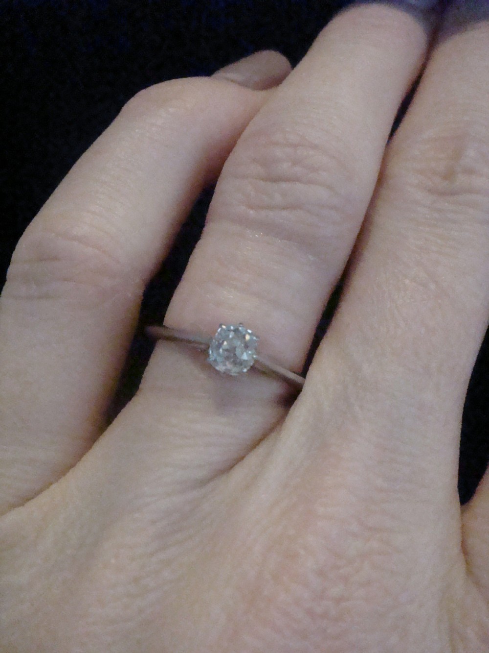 EDWARDIAN PLATINUM DIAMOND OLD CUT 0.40CT SOLITAIRE RING View V