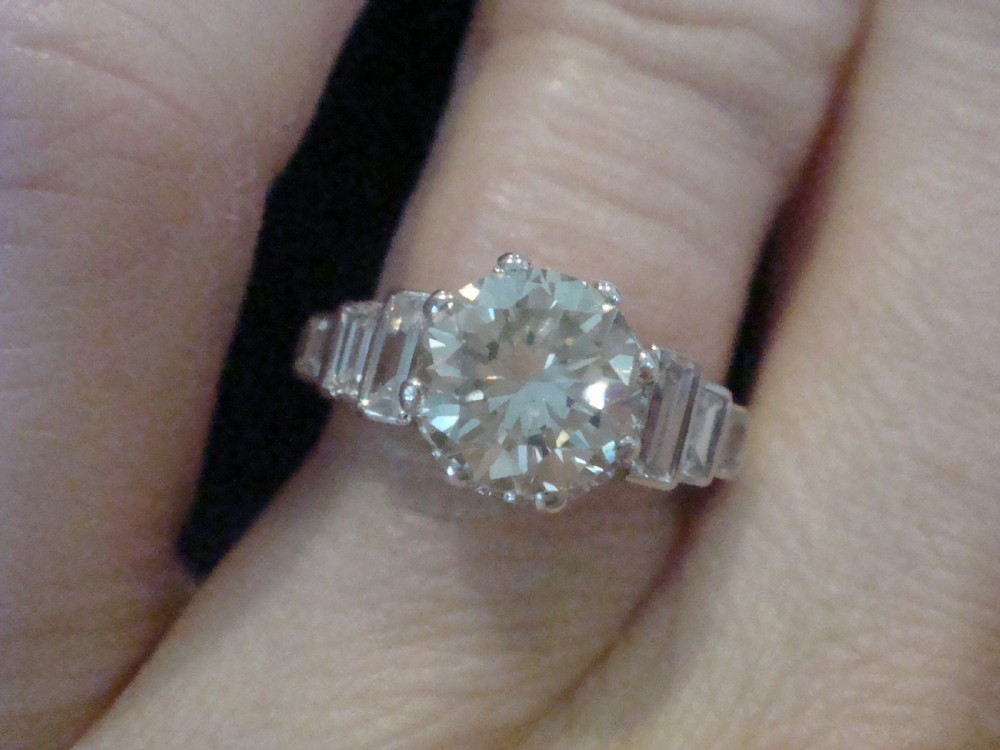 ART DECO PLATINUM DIAMOND 2.08CT SOLITAIRE RING View X
