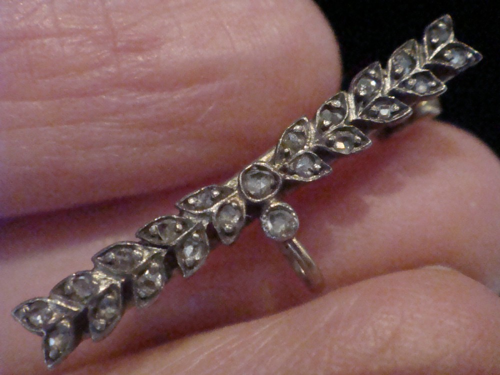 VICTORIAN 18CT SILVER ROSE CUT DIAMOND BROOCH WITH HANGING LOOP View III