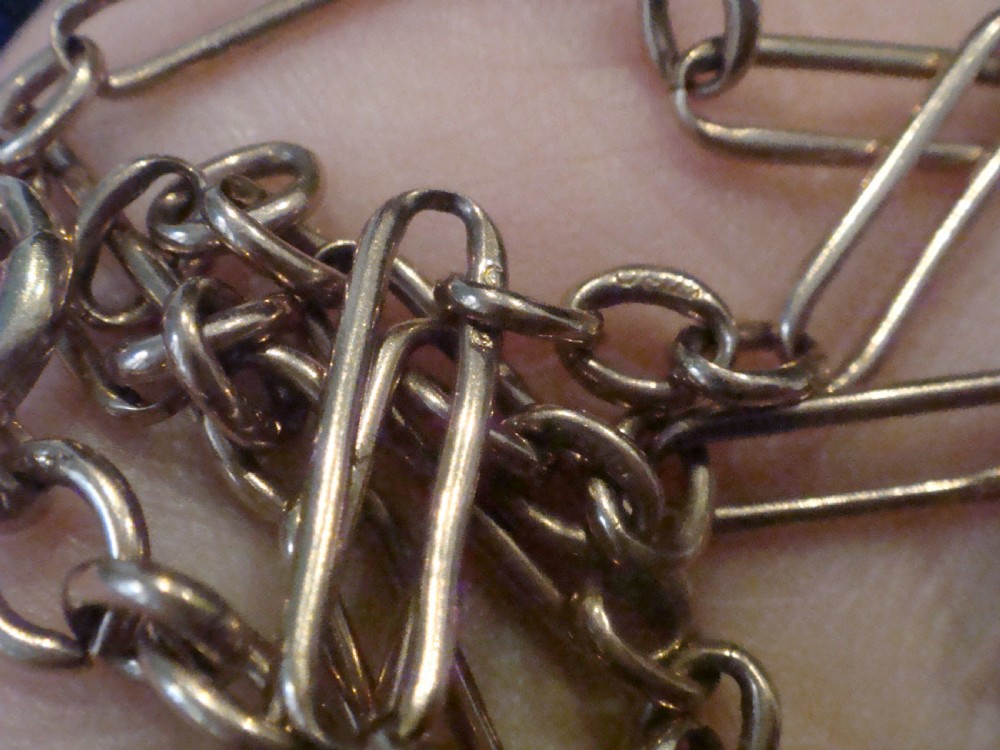 EDWARDIAN 9CT ORNATE CHAIN MARKED EVERY LINK 16 INCHES 10.3g View III