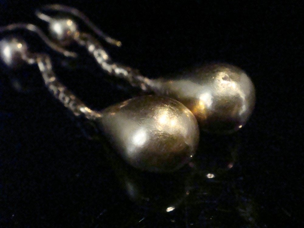 EDWARDIAN VICTORIAN 9CT YELLOW GOLD EARRINGS  WITH STARBURST CHAIN DROP 4.2G View IV
