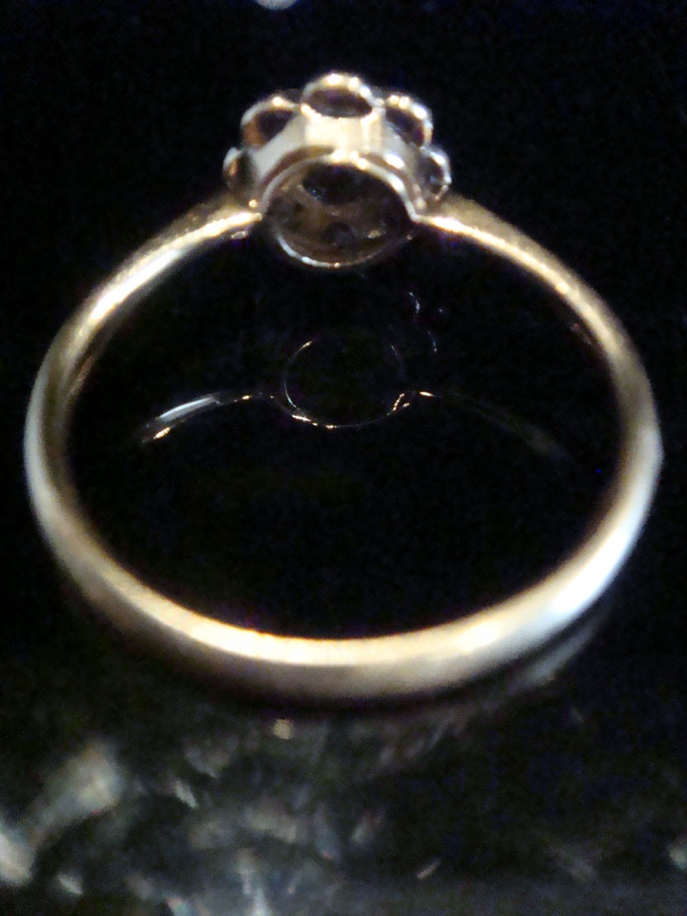 Edwardian 18ct yellow gold sapphire and diamond cluster ring size M  View II