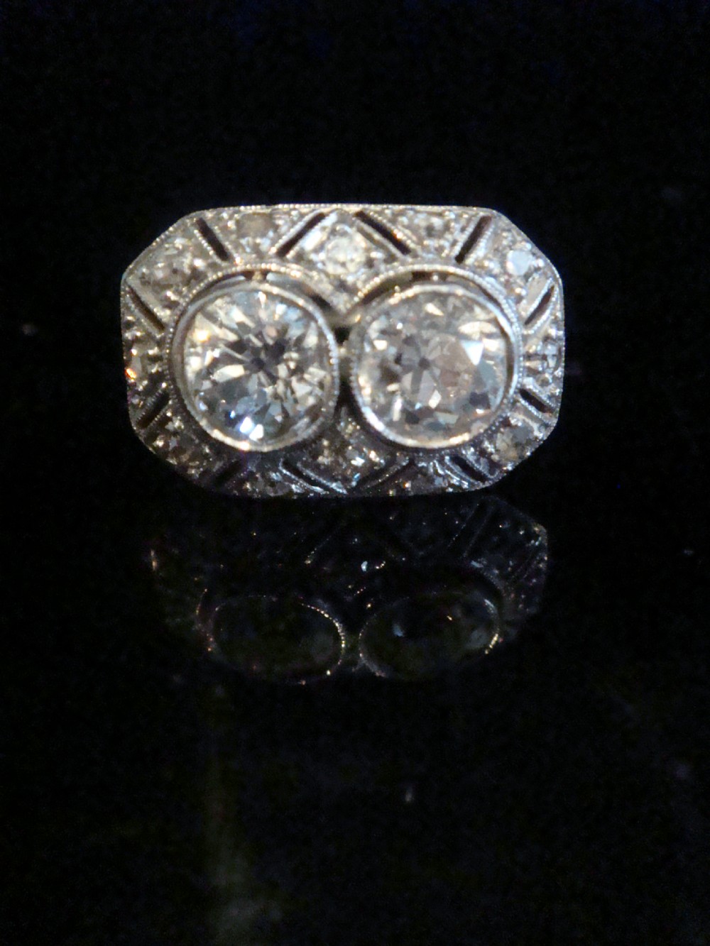 EDWARDIAN ART DECO 18CT YELLOW GOLD 2 STONE TOI ET MOI 1.45CT DIAMOND RING View II