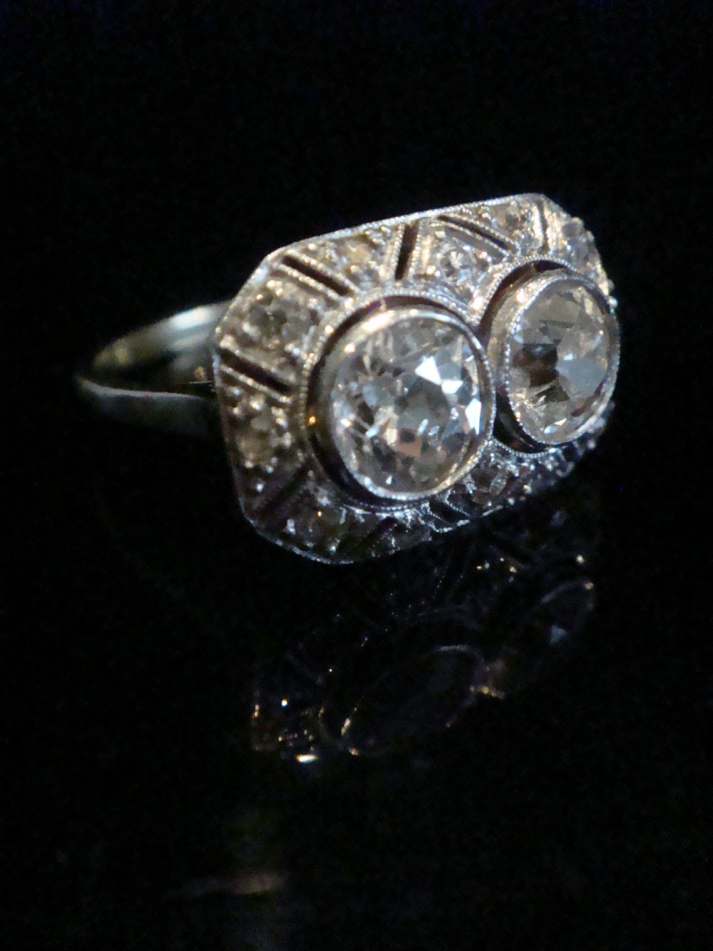 EDWARDIAN ART DECO 18CT YELLOW GOLD 2 STONE TOI ET MOI 1.45CT DIAMOND RING View V