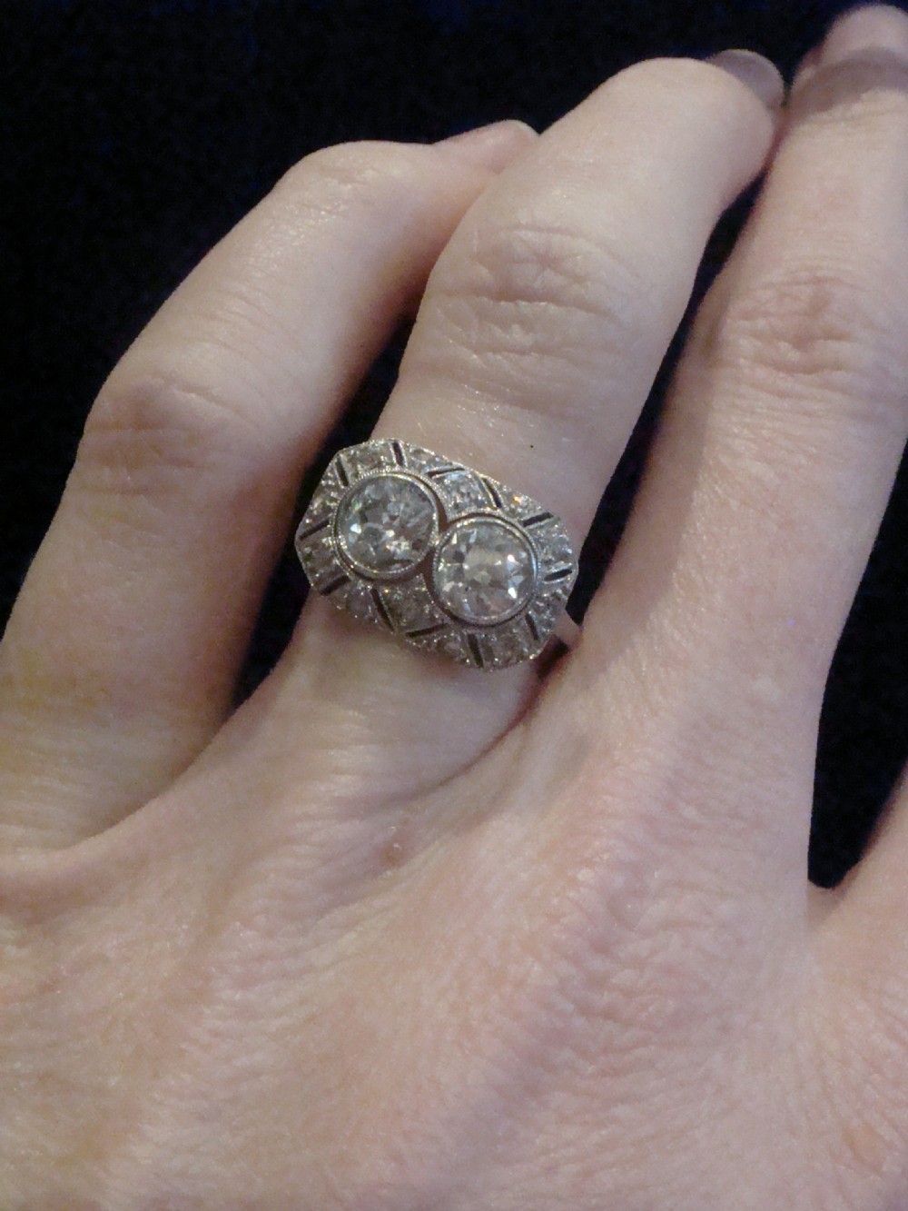 EDWARDIAN ART DECO 18CT YELLOW GOLD 2 STONE TOI ET MOI 1.45CT DIAMOND RING View VI