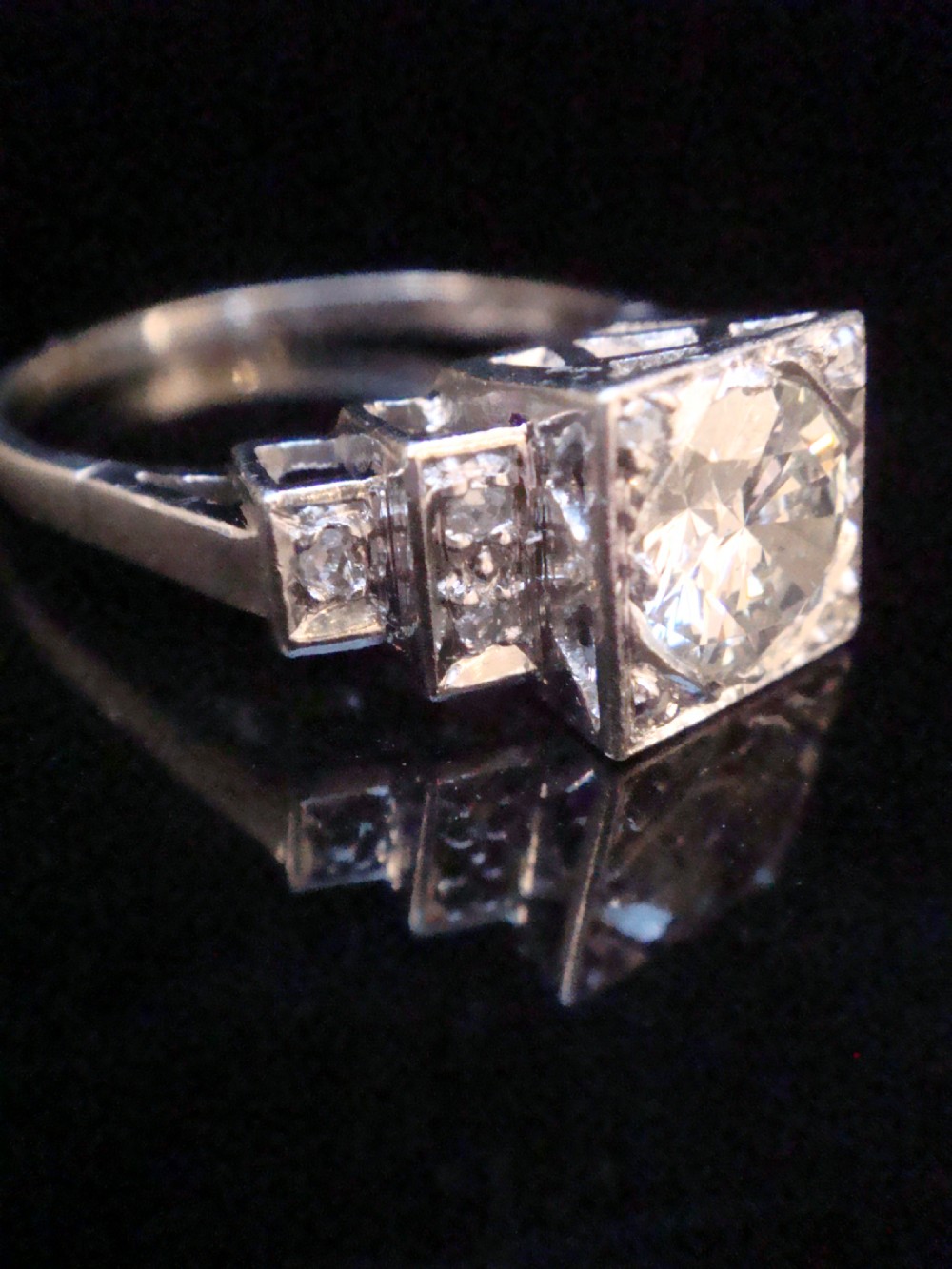 Art Deco Edwardian platinum 1.50ct diamond solitaire View II
