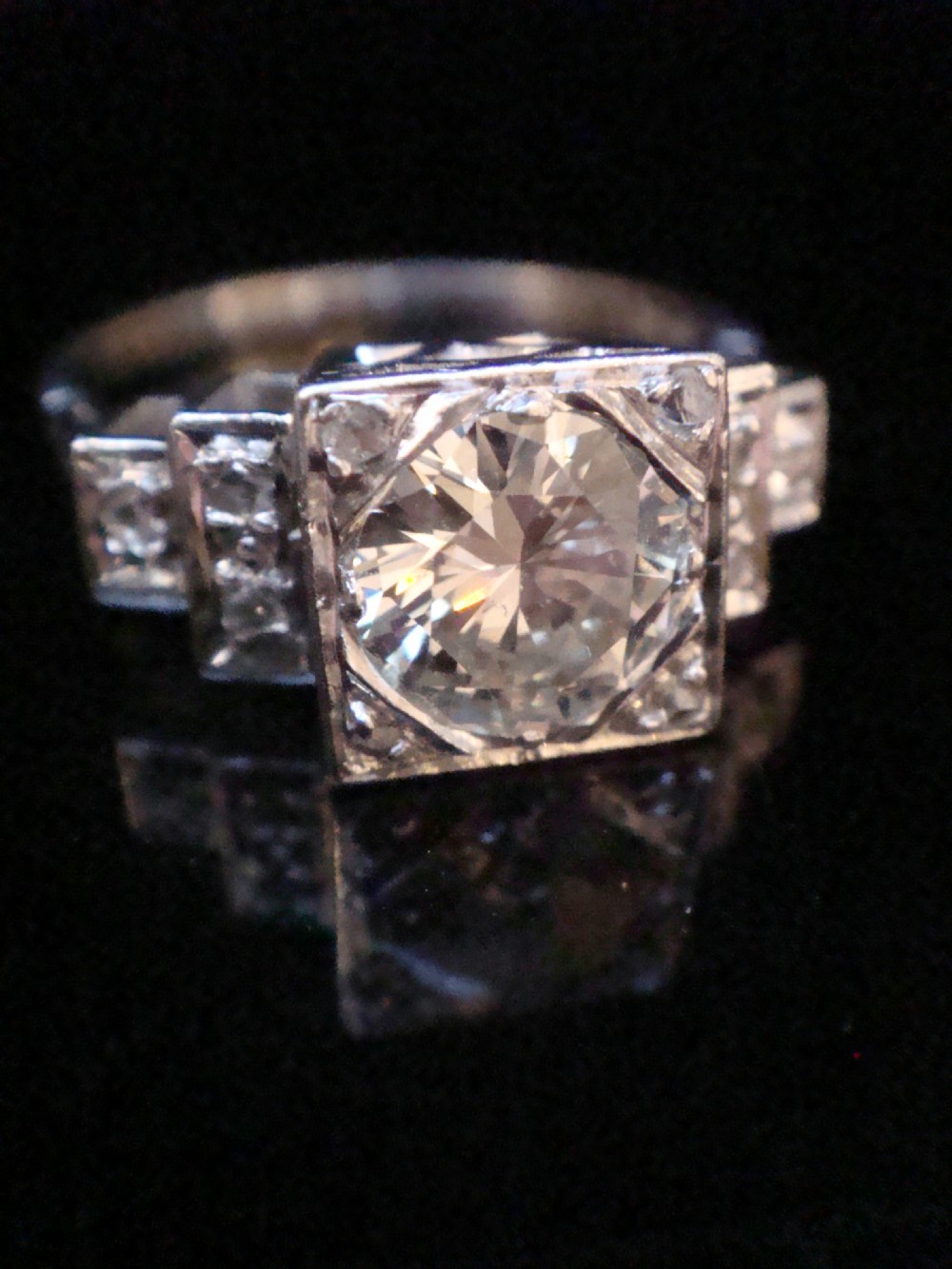 Art Deco Edwardian platinum 1.50ct diamond solitaire View III