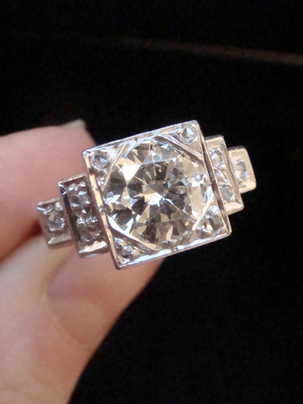 Art Deco Edwardian platinum 1.50ct diamond solitaire View IV