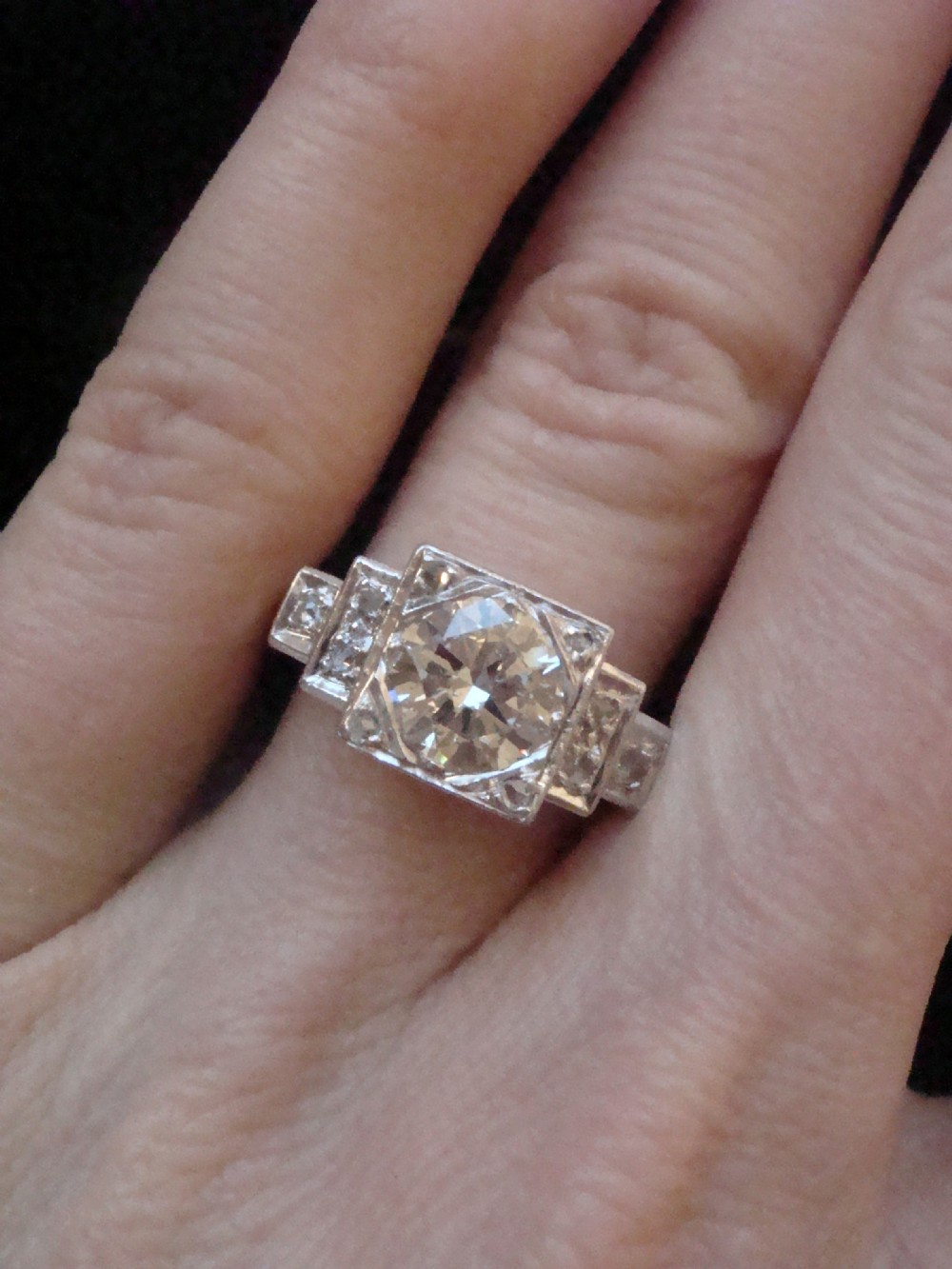 Art Deco Edwardian platinum 1.50ct diamond solitaire View VI