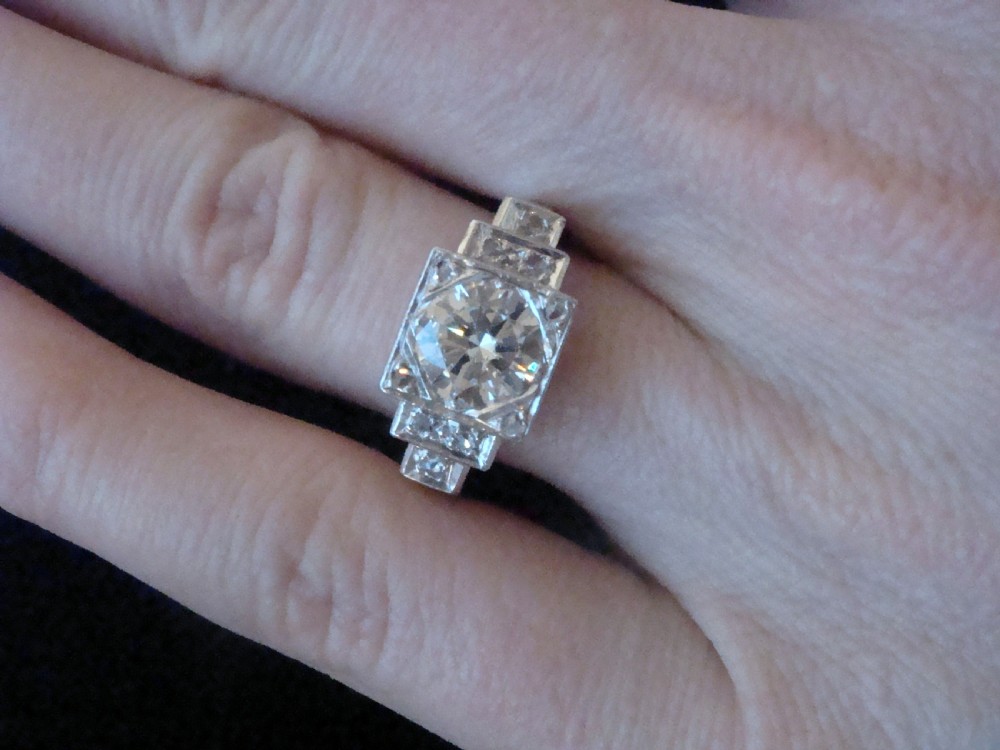 Art Deco Edwardian platinum 1.50ct diamond solitaire View IX