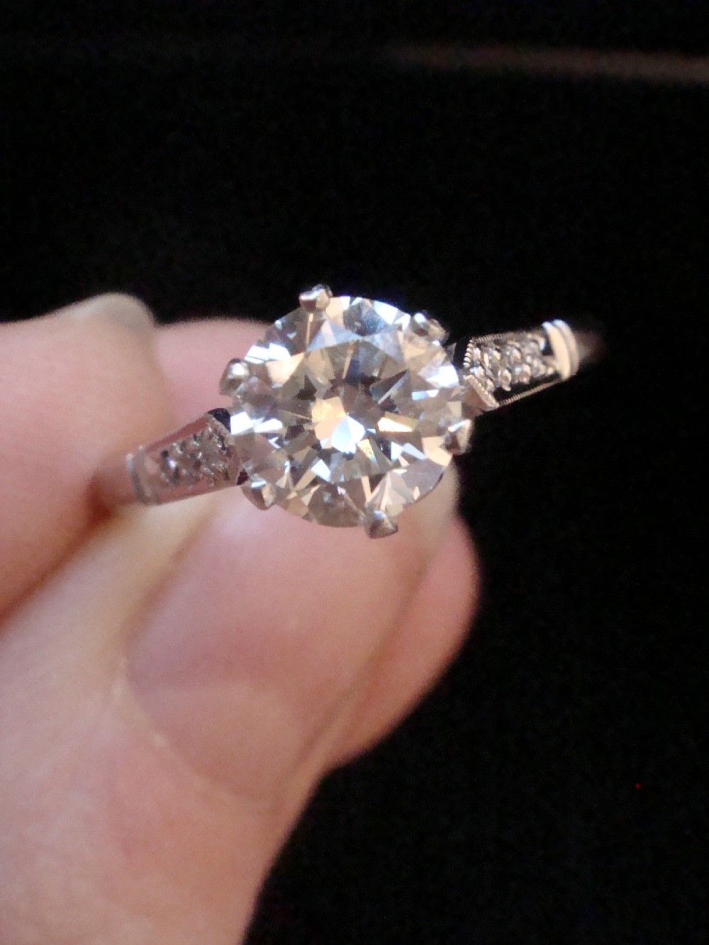 Edwardian 18ct white gold and Platinum 0.83ct diamond solitaire engagement ring