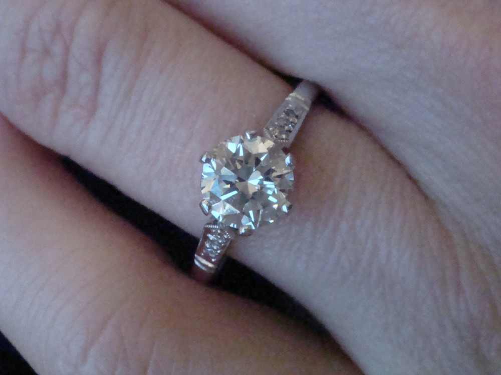 Edwardian 18ct white gold and Platinum 0.83ct diamond solitaire engagement ring View II