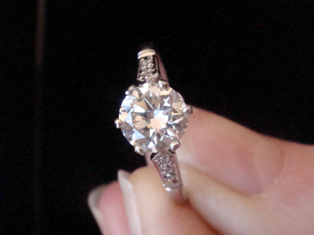 Edwardian 18ct white gold and Platinum 0.83ct diamond solitaire engagement ring View III