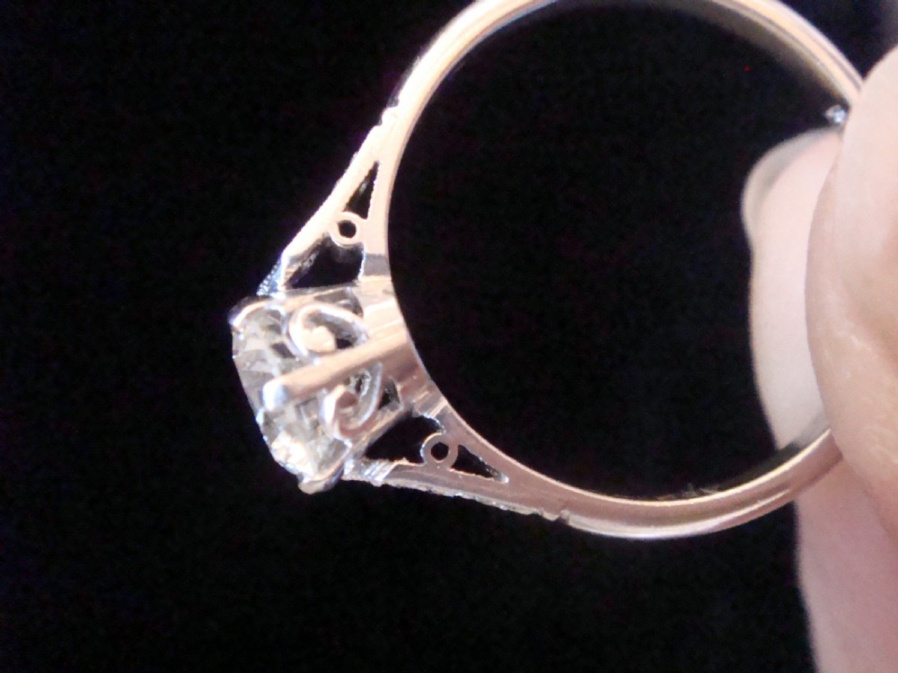 Edwardian 18ct white gold and Platinum 0.83ct diamond solitaire engagement ring View IV