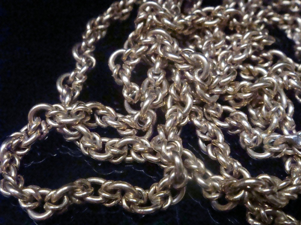 EDWARDIAN FRENCH 18CT FANCY LINK 30 INCH LONG GUARD 29.1G CHAIN View II