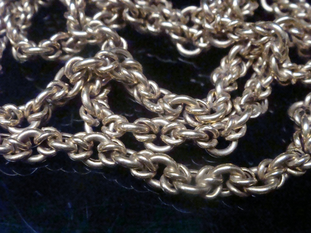 EDWARDIAN FRENCH 18CT FANCY LINK 30 INCH LONG GUARD 29.1G CHAIN View III