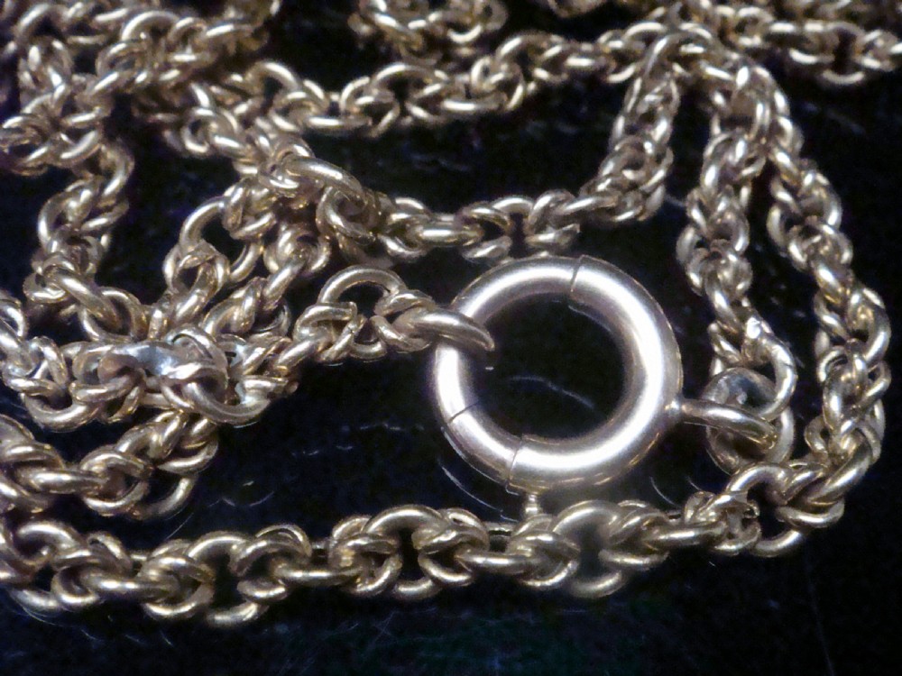 EDWARDIAN FRENCH 18CT FANCY LINK 30 INCH LONG GUARD 29.1G CHAIN View IV