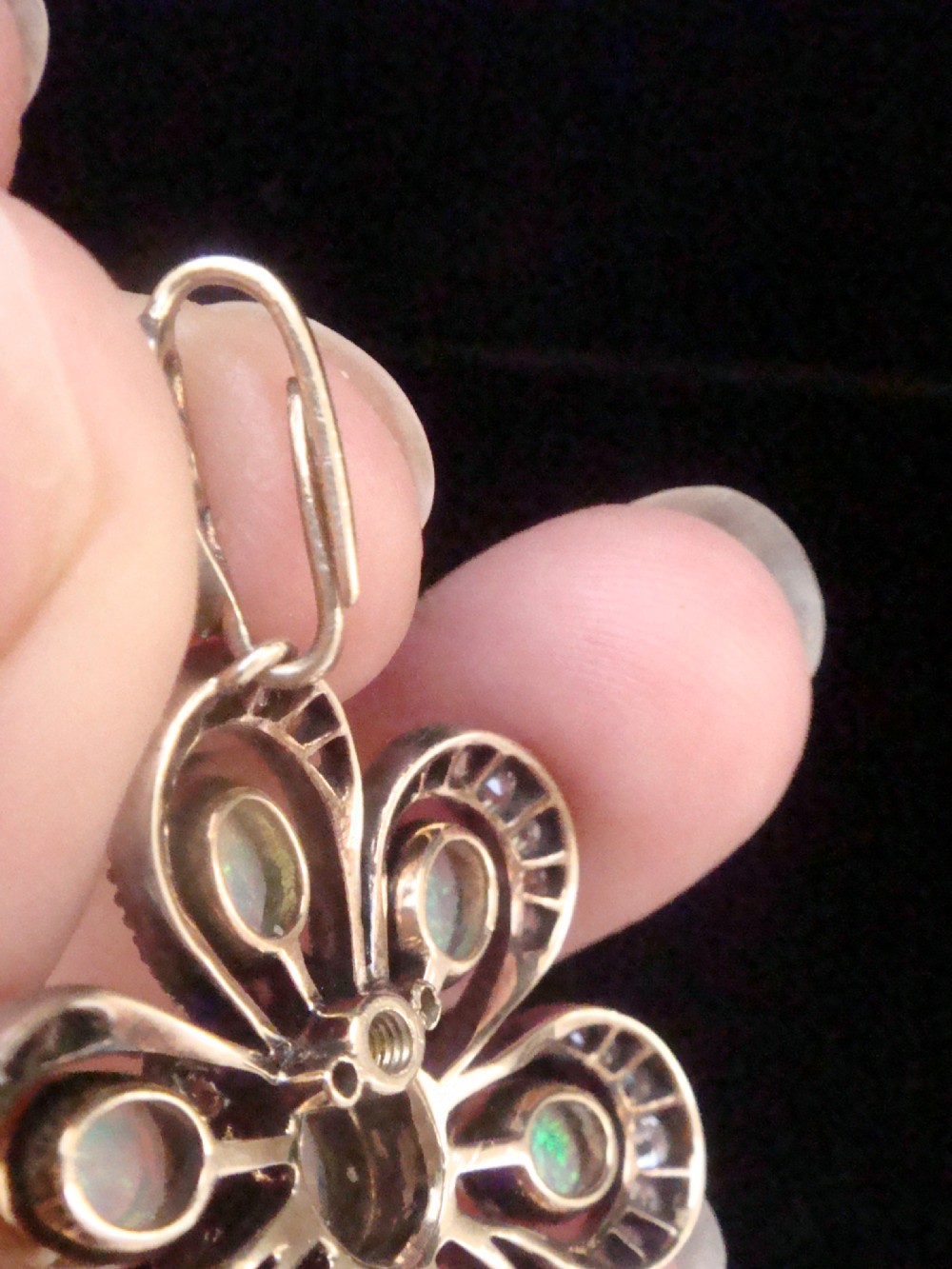 LARGE EDWARDIAN 15CT OPAL DIAMOND PENDANT View VI