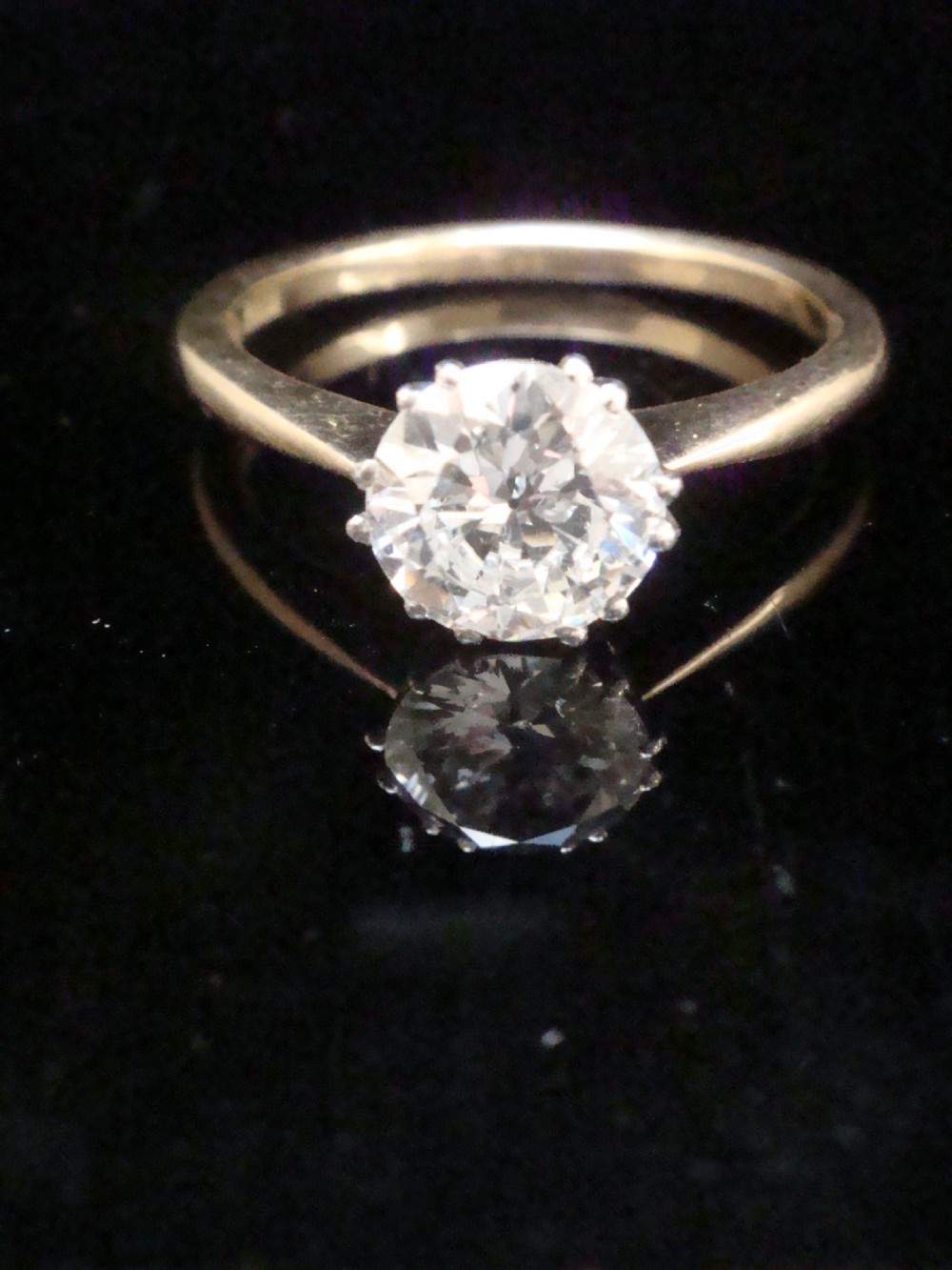 Edwardian 18ct yellow gold 1.35ct diamond solitaire engagement ring 