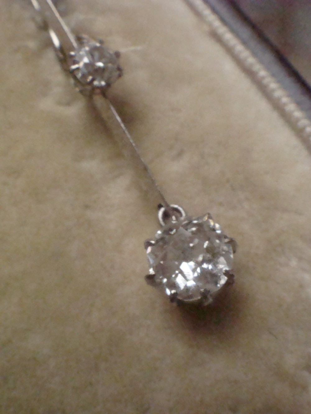 EDWARDIAN 18CT LARGE OLD CUT DIAMOND 1.70ct DROP EARRINGS View IV