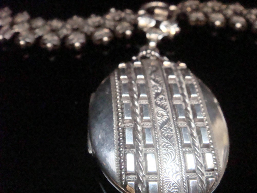 Early Victorian silver book chain and locket View II