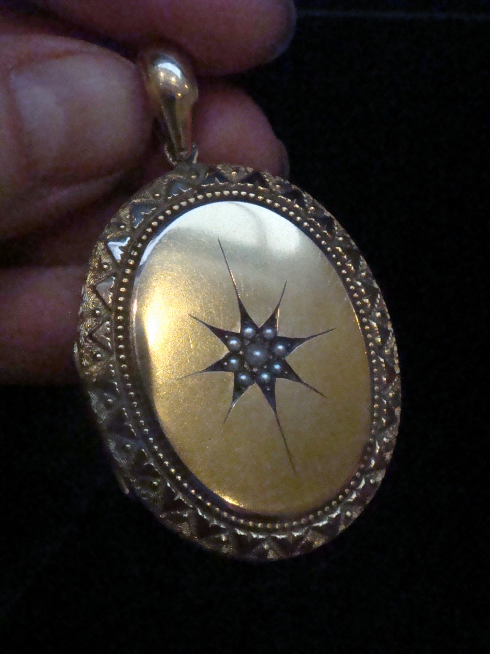 EDWARDIAN 15CT YELLOW GOLD SEED PEARL STARBURST LOCKET DOUBLE SIDED 15G View II