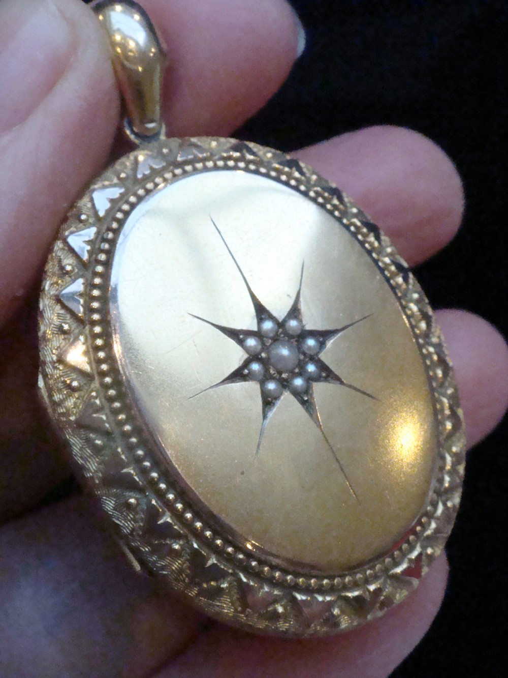 EDWARDIAN 15CT YELLOW GOLD SEED PEARL STARBURST LOCKET DOUBLE SIDED 15G View VI