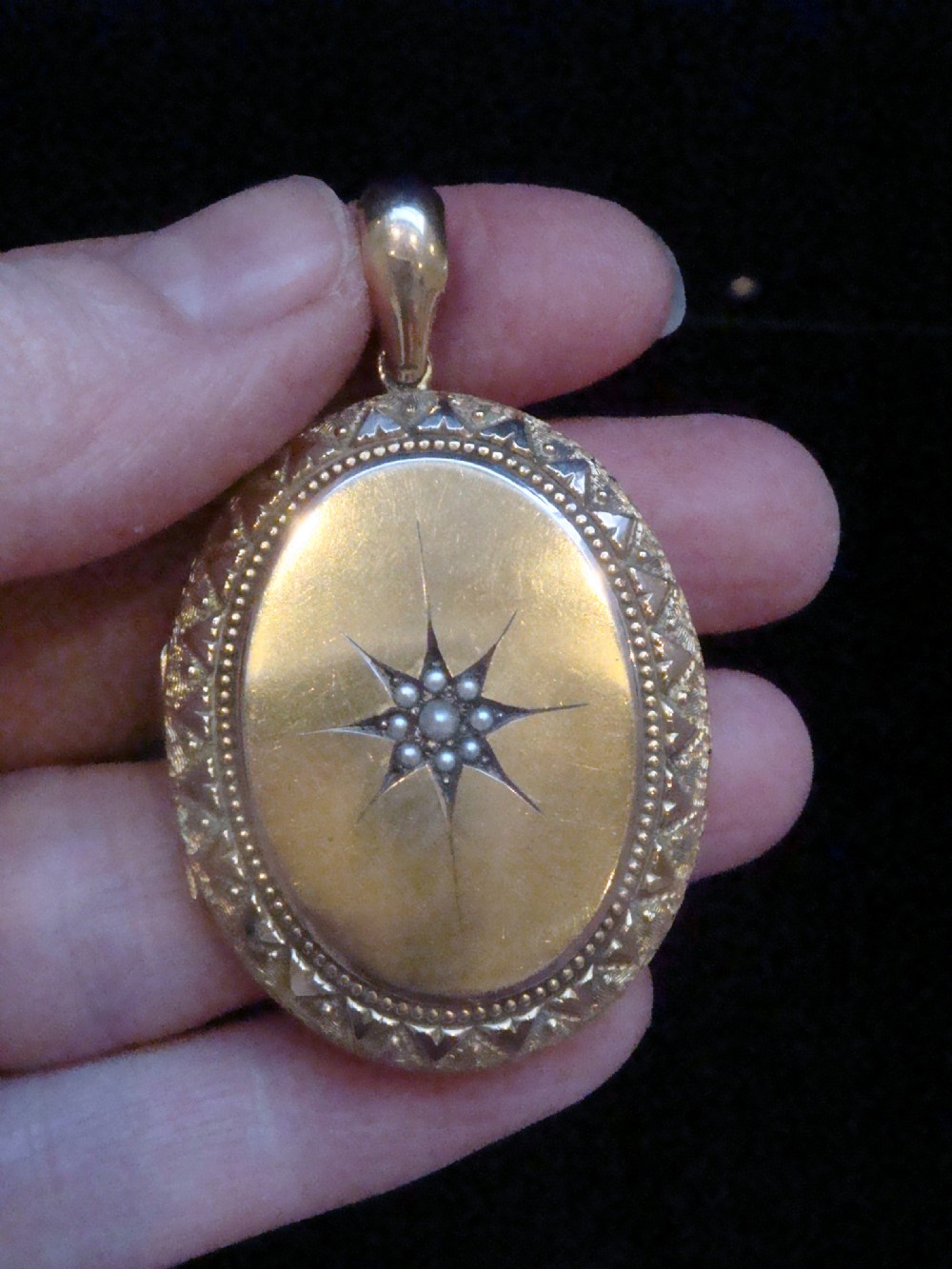 EDWARDIAN 15CT YELLOW GOLD SEED PEARL STARBURST LOCKET DOUBLE SIDED 15G View VII