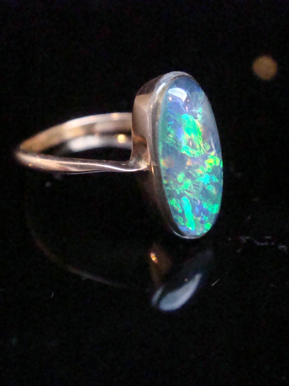 EDWARDIAN 9CT SOLID BLACK OPAL RING