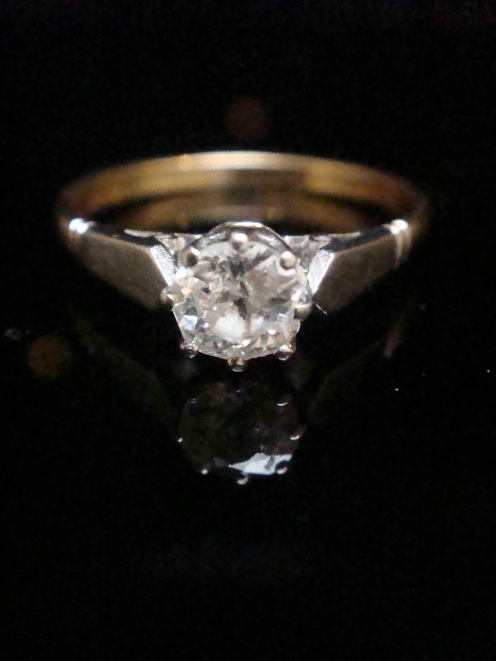 Edwardian 18ct yellow gold platinum 0,51ct diamond solitaire engagement ring 